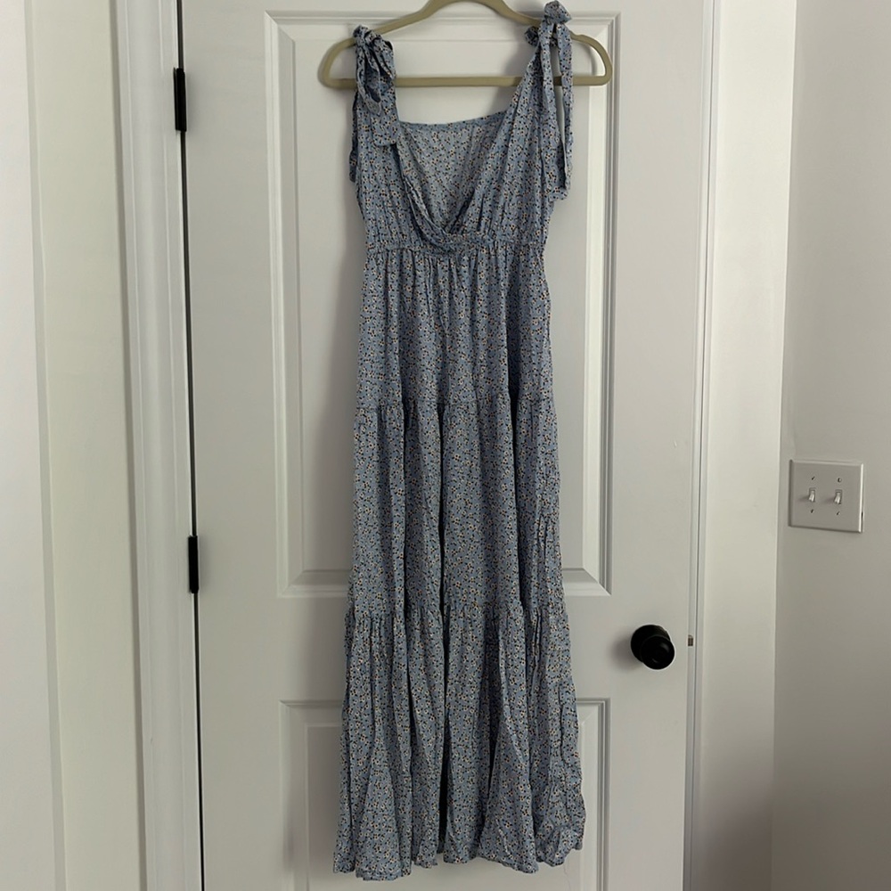 Floral Blue Tie Dress